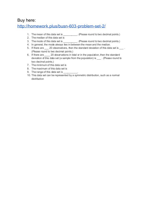 BUSN 603 Problem Set 2 APU