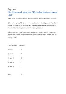 BUSN 625 Applied Decision Making PS1