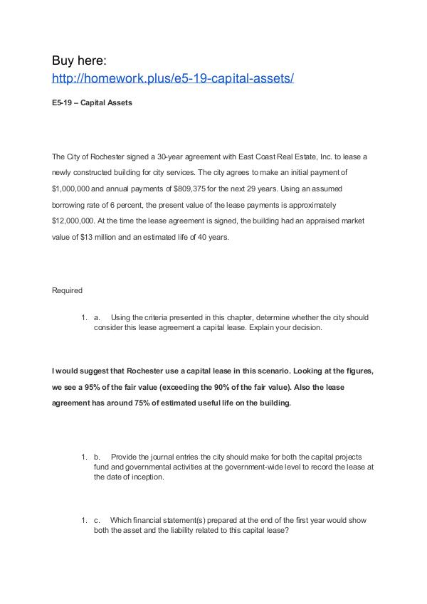 E5-19 – Capital Assets APU