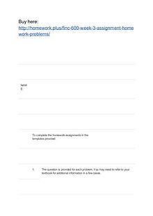 FINC 600 Week 3 Assignment Homework Problems