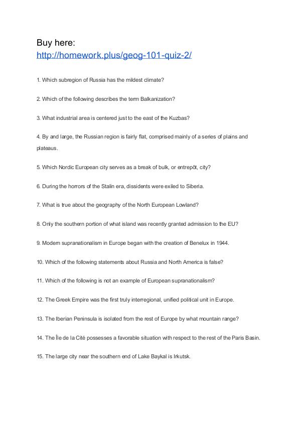 GEOG 101 Quiz 2 APU