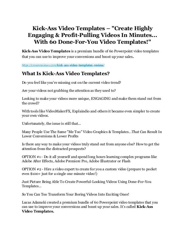 Kick-Ass Video Templates review & bonus - I was Shocked! Kick-Ass Video Templates Review