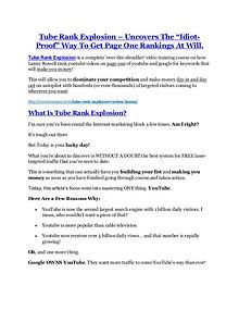 Tube Rank Explosion reviews and bonuses Tube Rank Explosion