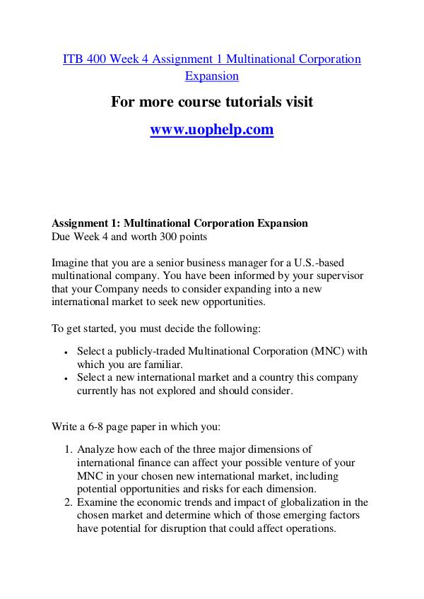 ITB 400 Education Begins/uophelp.com ITB 400 Education Begins/uophelp.com