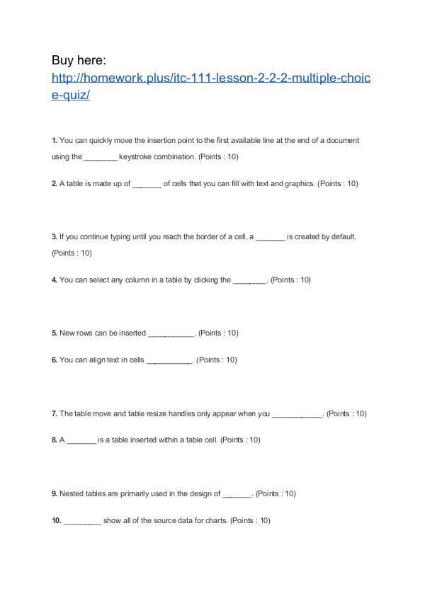 ITC 111 Lesson 2-2.2 Multiple Choice Quiz APU