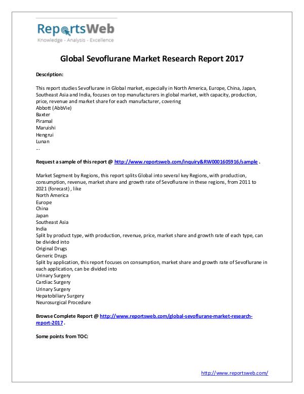 Sevoflurane Market Growth & Development