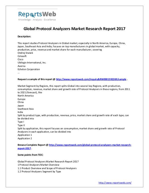 2017 Global Protocol Analyzers Market