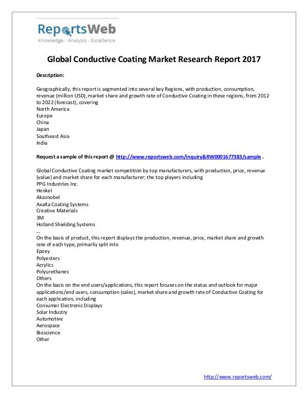 Market Analysis New Study: 2017 Global Conductive Coating Market