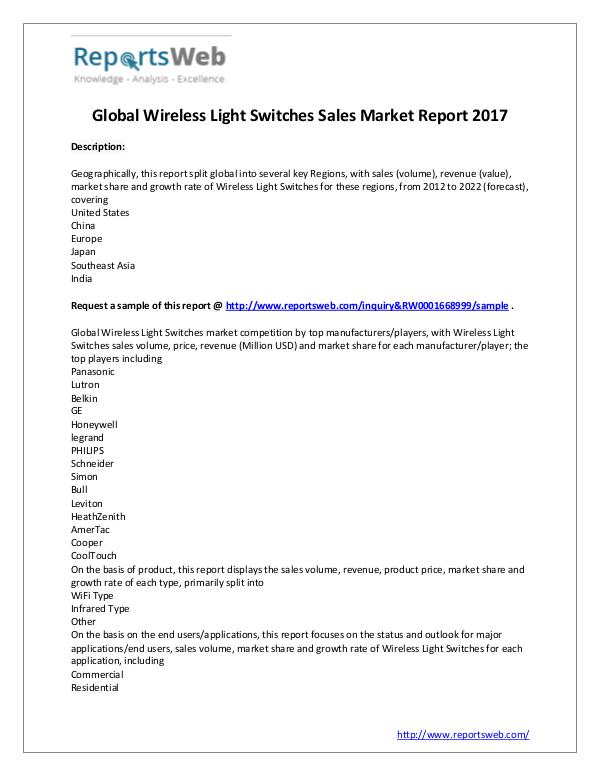 2017-2022 Wireless Light Switches Sales Industry