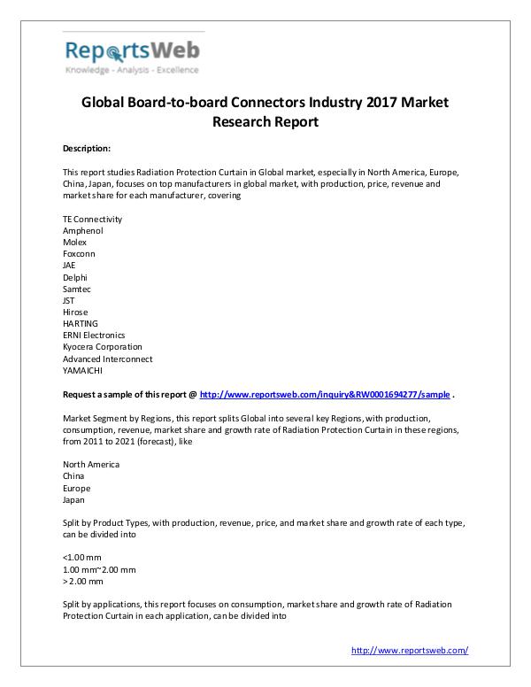 2017 Global Board-to-board Connectors Market