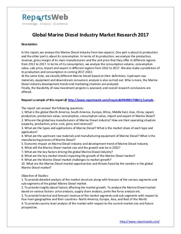 Market Analysis Marine Diesel Market - Global Trends Study