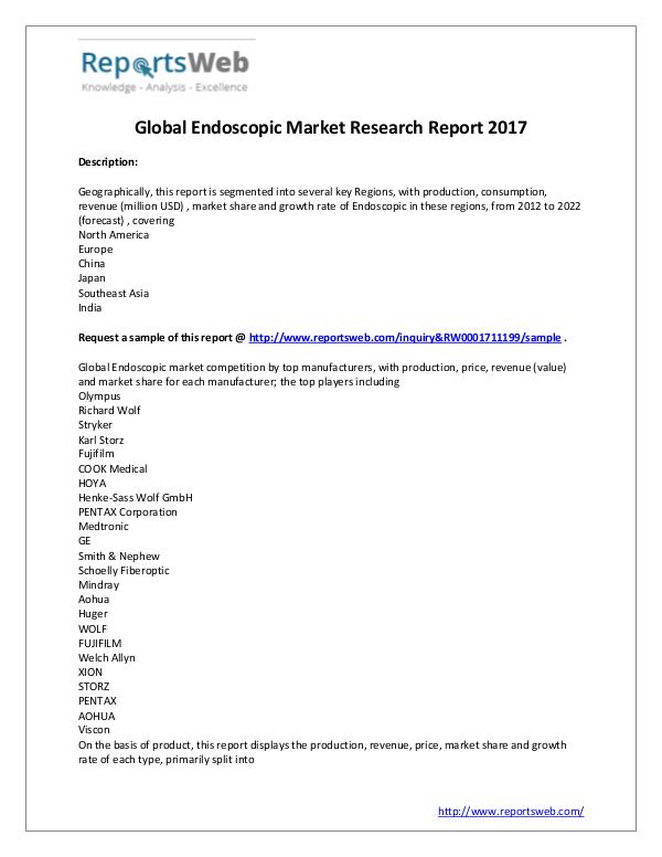 2017-2022 Endoscopic Market Growth & Development