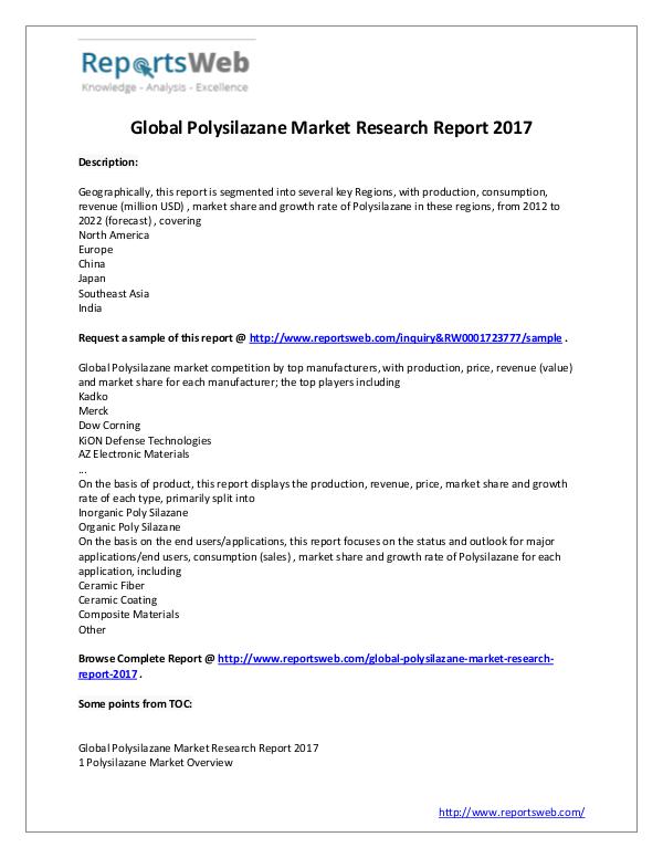 Market Analysis Polysilazane Market Growth & Development