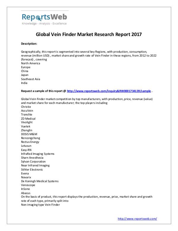 Market Analysis 2022 Forecast: Global Vein Finder Industry Study