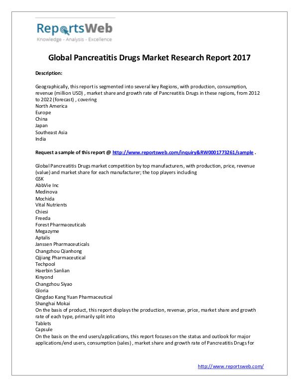 Pancreatitis Drugs Market - Global Research Report