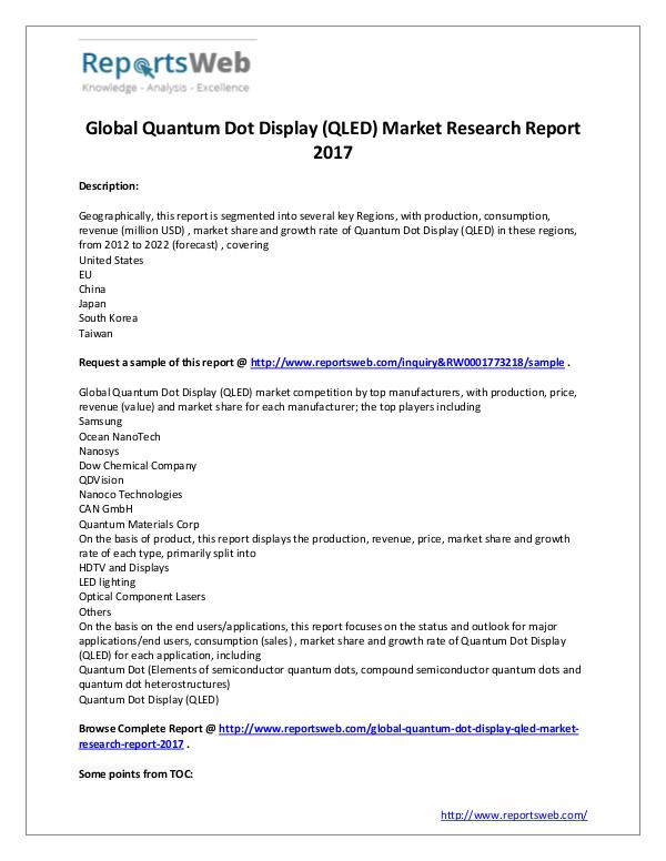 2017 Global Quantum Dot Display (QLED) Market