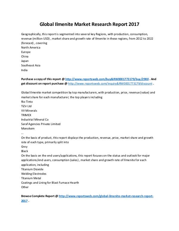 Market Analysis 2022 Forecast: Global Ilmenite Industry Study