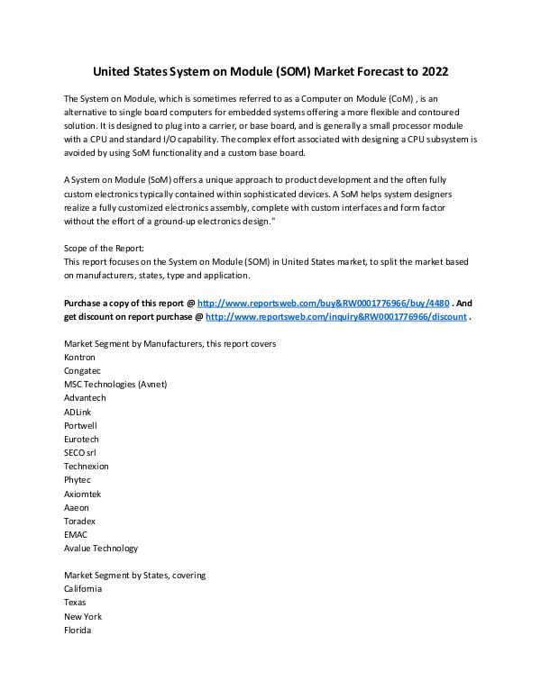 Market Analysis System on Module (SOM) Market 2017-2022