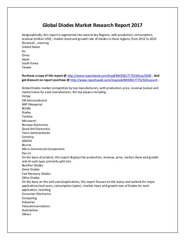 Market Analysis 2017 Analysis: Global Diodes Industry