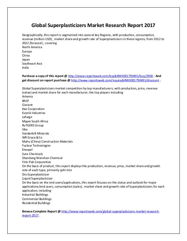 Market Analysis Global Market Size of Superplasticizers Industry