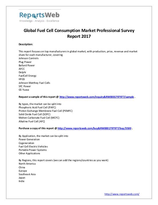 2017 Study - Global Fuel Cell Market Consumption