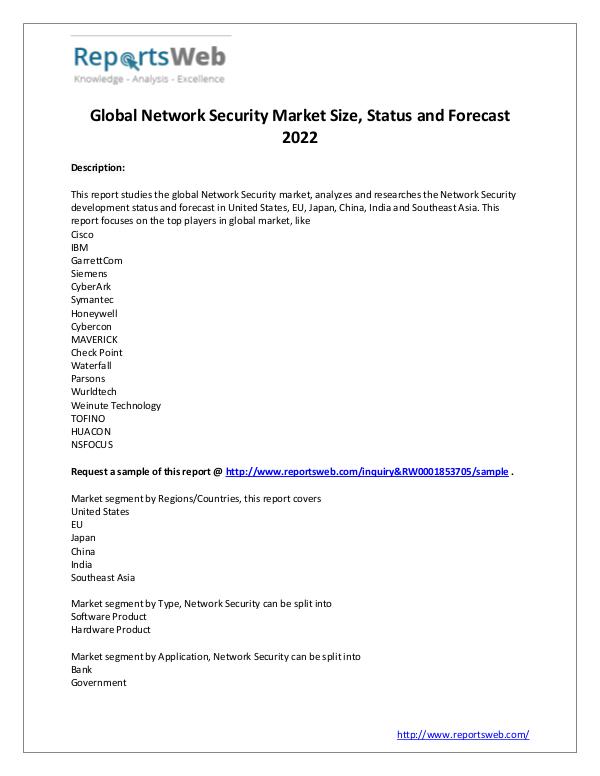 Market Analysis 2017 Study - Global Network Security Market