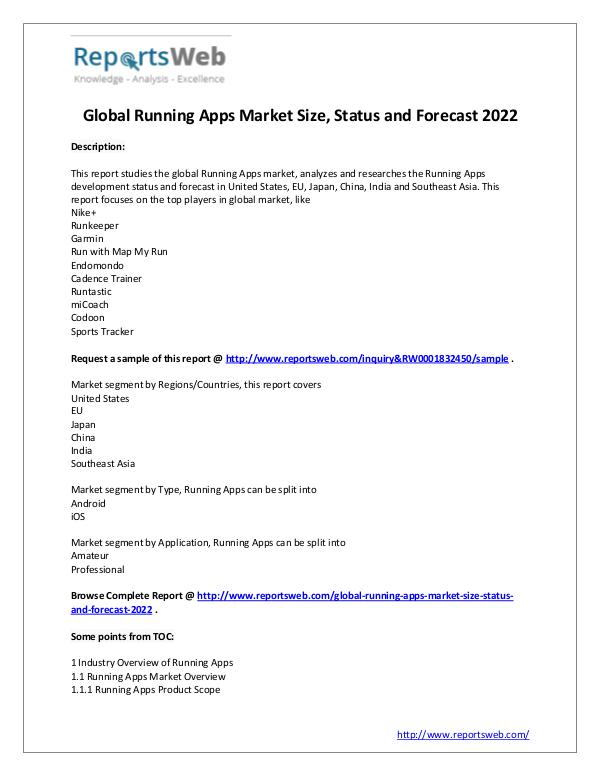 Market Analysis Running Apps Market Sales, Revenue and Share Study