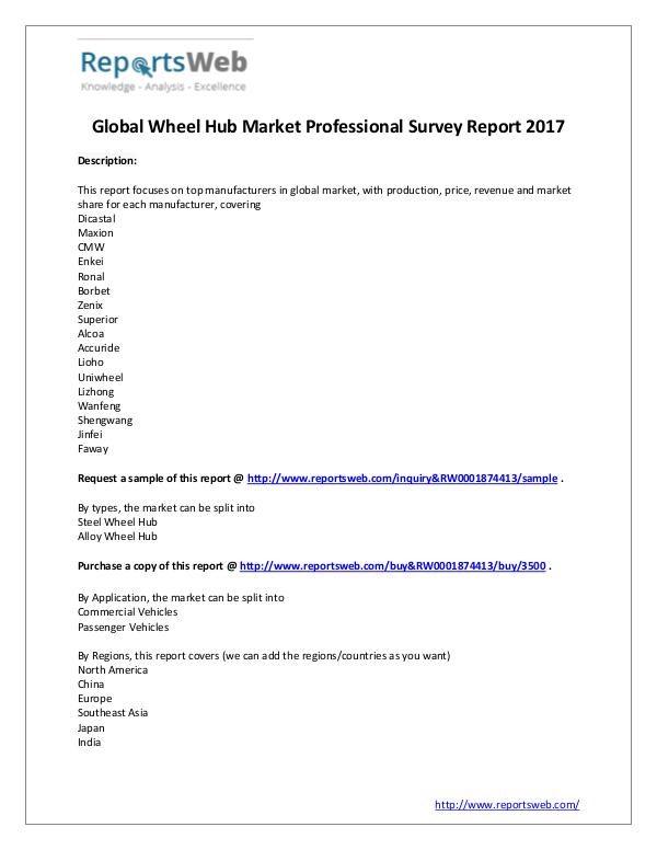 Market Analysis Wheel Hub Market Regional Forecast 2022