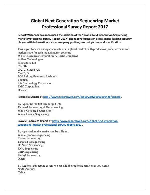 Next Generation Sequencing Market 2022 SWOT Study