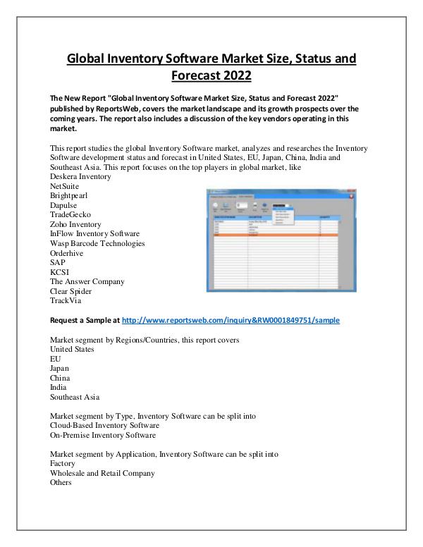 Market Analysis Inventory Software Market 2017 Emerging Trends