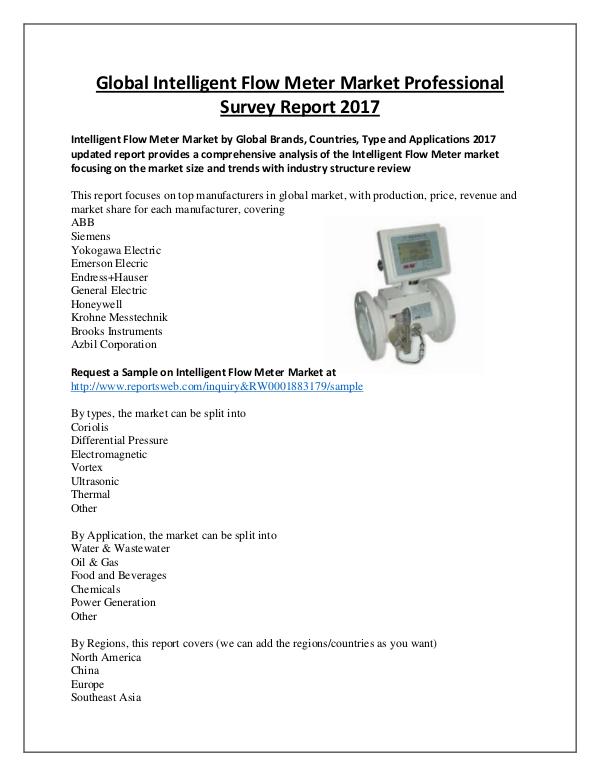 Intelligent Flow Meter Industry 2017