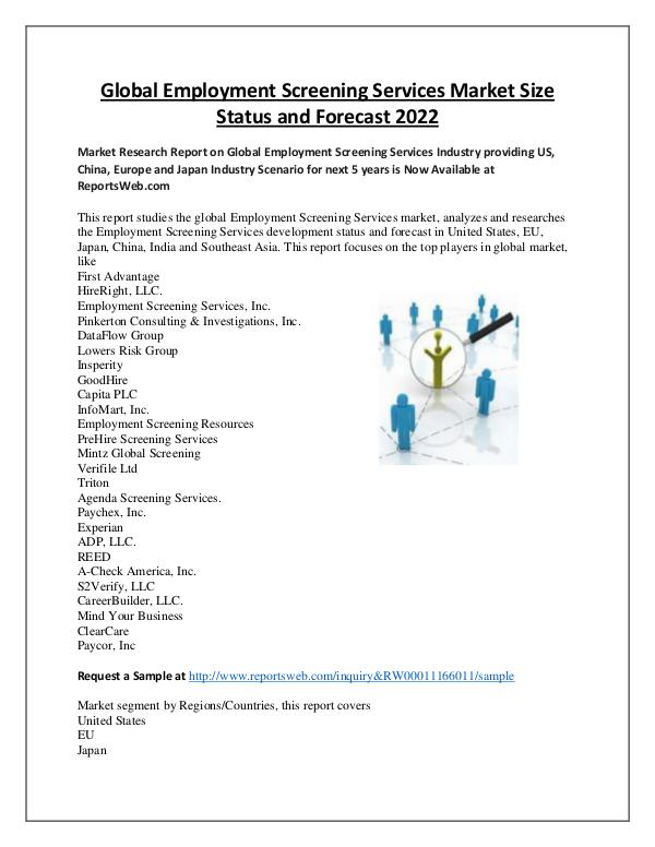 Employment Screening Services Market 2017 Trends