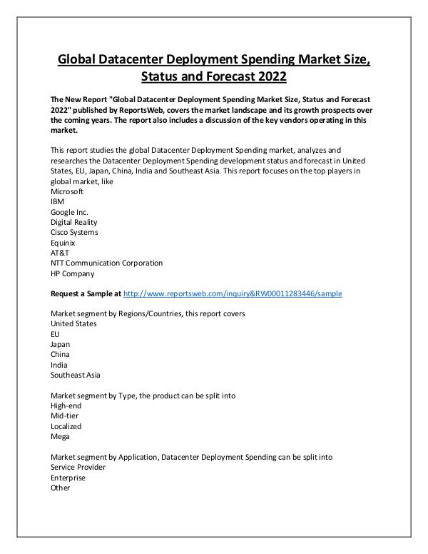 Market Analysis Datacenter Deployment Spending Market 2017 Share