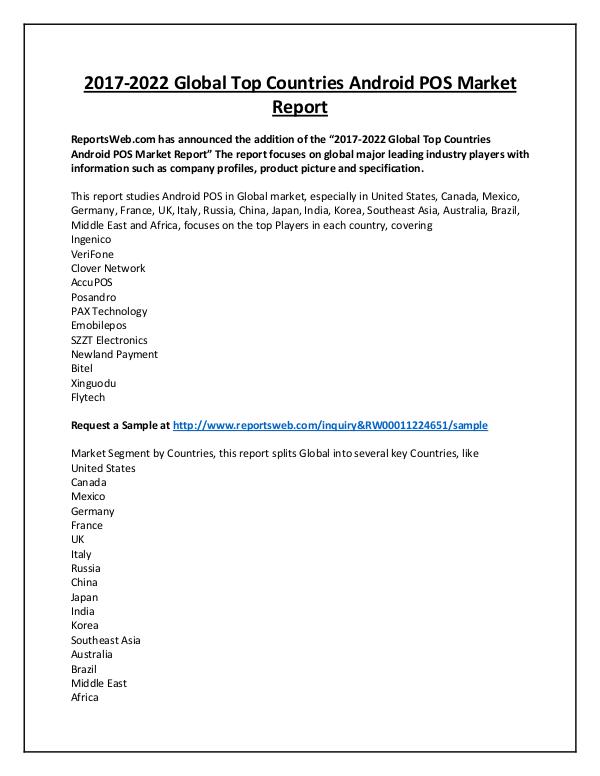 Market Analysis Android POS Market Regional Forecast 2022
