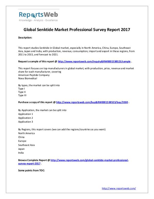 Market Analysis Senktide Market Professional Survey - Global Study