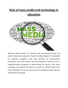 role of mass media and technology in education