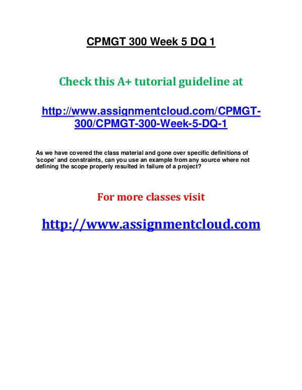 uop cpmgt 300 entire course UOP CPMGT 300 Week 5 DQ 1