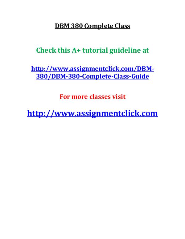 UOP DBM 380 Entire Course UOP DBM 380 Complete Class