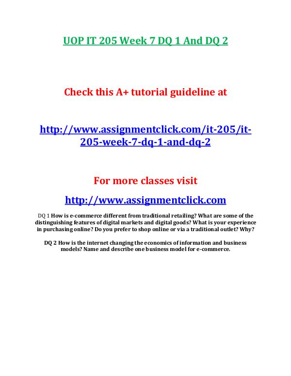 UOP IT 205 Week 7 CheckPoint Analysis of Electroni