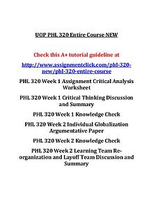 UOP PHL 320 Entire Course NEW