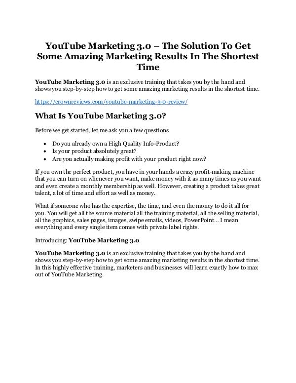 Youtube Marketing 3.0 review-(MEGA) $23,500 bonus of Youtube Marketing 3.0 Youtube Marketing 3.0 review and (Free) $21,400 Bo