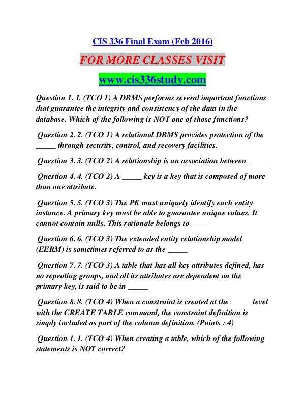 CIS 336 STUDY Career Begins/cis336study.com CIS 336 STUDY Career Begins/cis336study.com