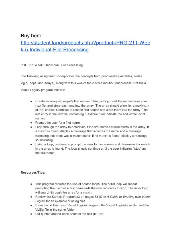 PRG 211 Week 5 Individual File Processing PRG 211 Week 5 Individual File Processing