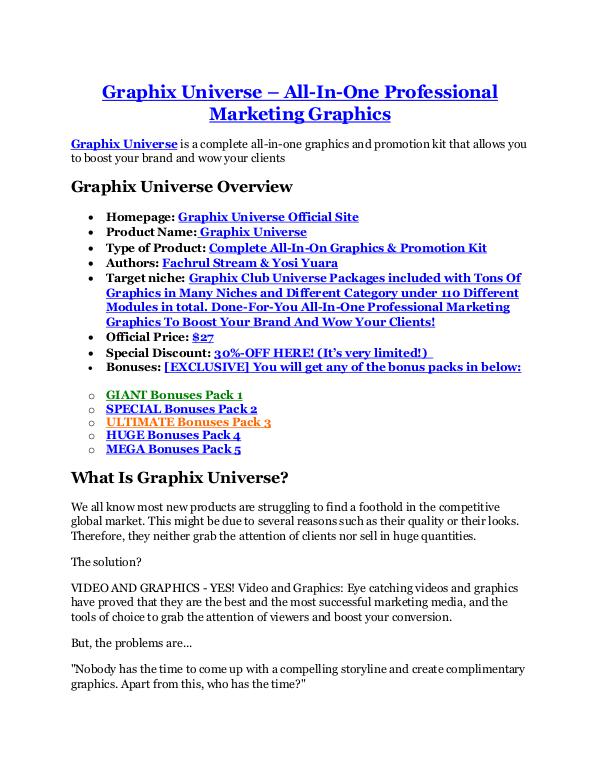 Graphix Universe Review-(FREE) $32,000 Bonus & Discount Graphix Universe review & (GIANT) $24,700 bonus