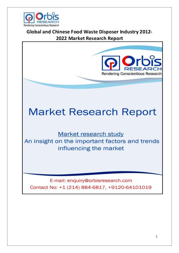 Market Report Study Worldwide & Chinese Food Waste Disposer Industry