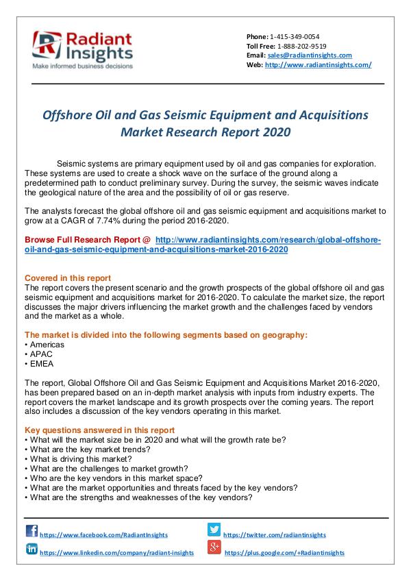 Research Analysis Reports Offshore Oil and Gas Seismic Equipment