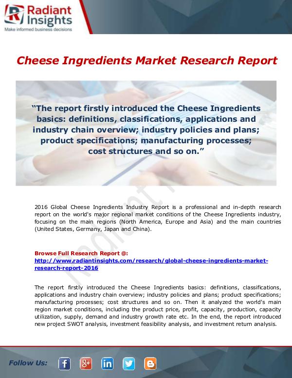 Cheese Ingredients Market