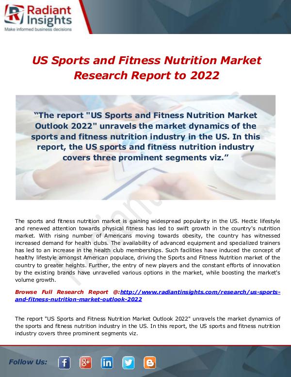 US Sports and Fitness Nutrition Market 2022- Estim