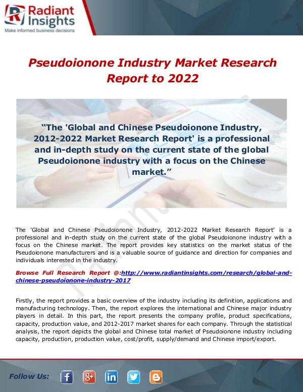 Pseudoionone Industry Market Research Report to 20