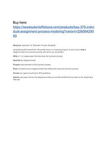 BSA 375 Individual Assignment Process Modeling